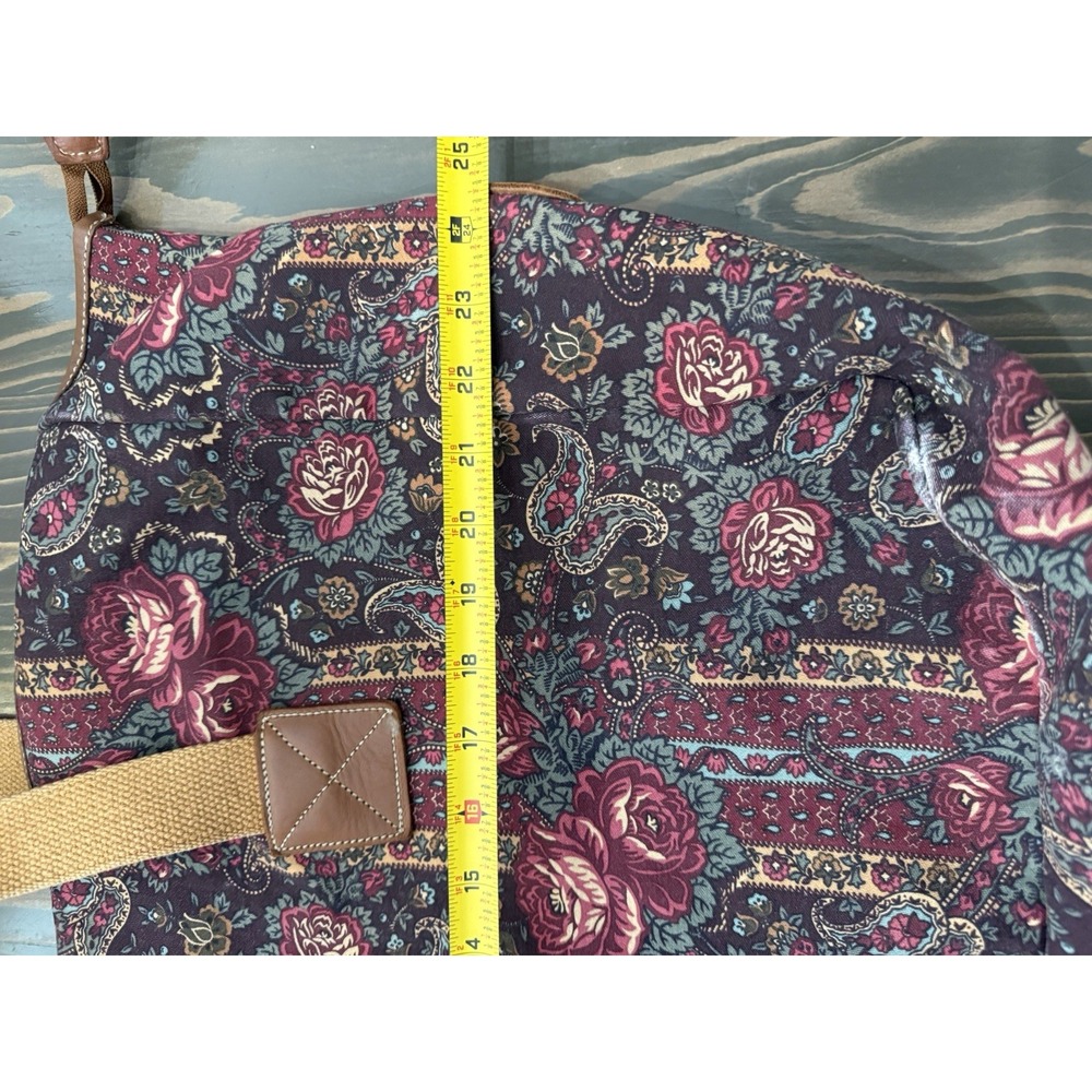 VTG Laura Ashley Large Dark Floral Cotton Canvas‎ Duffle Overnight Tote Bag -USA - Picture 9 of 11